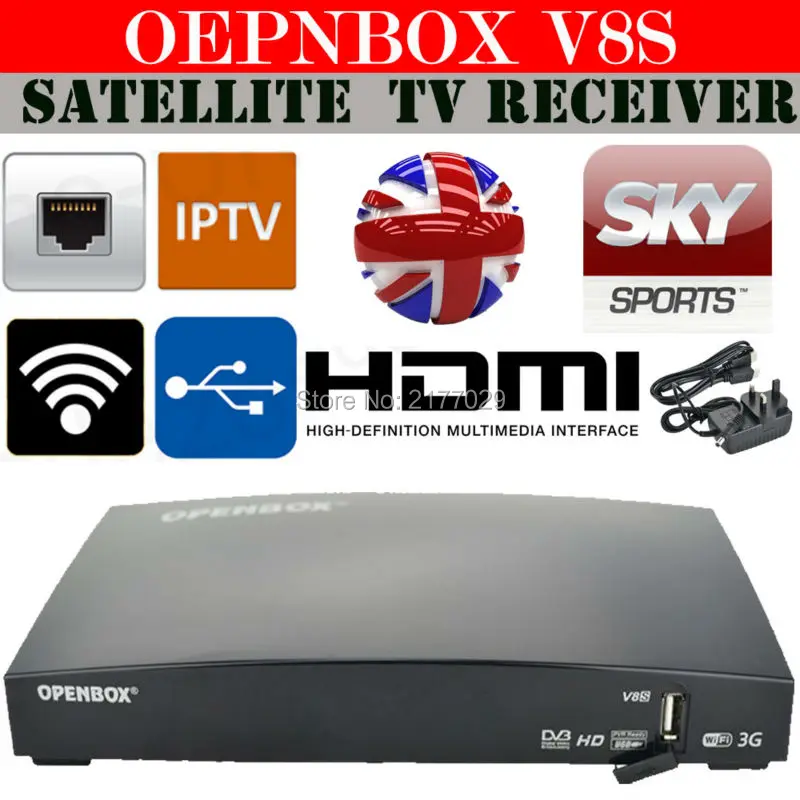 

Openbox V8S GENUINE Digital TV Satellite Receiver Box Support External WIFI Freesat PVR Full 1080P Memory Card Slot Fast to Air