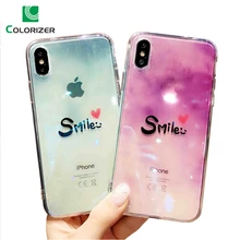 

Aurora Gradient Case For iPhone 8 7 6 Plus Luxury Clear Plastic TPU Cases For iPhone X XS Max XR Thin Blue Ray Light Phone Cover