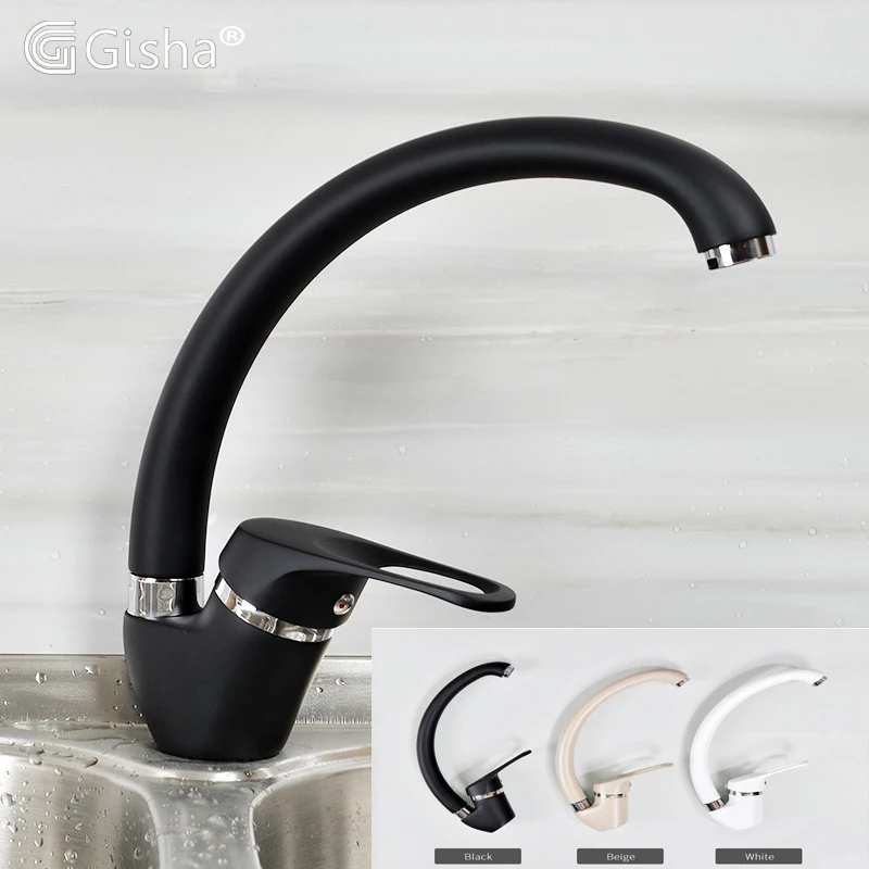 Gisha Brass Kitchen Faucets 360 Degree Swivel Kitchen Sink Black Faucet deck mounted Single Hole Handle Mixer Tap Mixer G2004 Gisha Brass Kitchen Faucets 360 Degree Swivel Kitchen Sink Black Faucet deck mounted Single Hole Handle Mixer Tap Mixer G2004