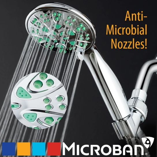 AquaDance Microban Green 4 Inch 6 setting Hand shower