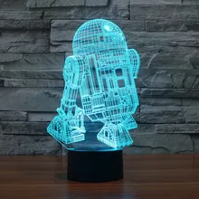 Szvfun Star War Lampara светодиодный ночник для малышей R2D2 Luminaria 3D USB Светодиодная лампа детские светильники прикроватных тумбочек Новинка фигурка декор из игрушек