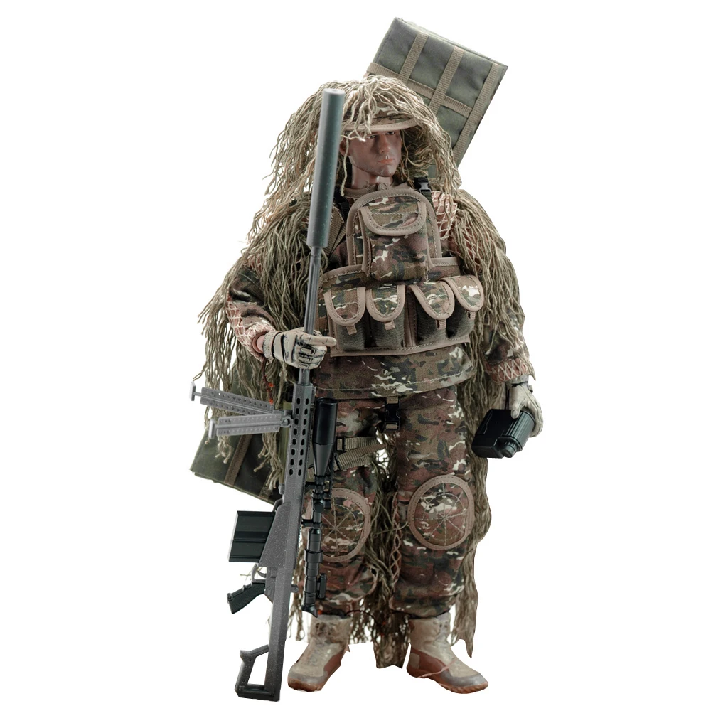 High Quality 1/6 US Army Soldier All-terrain Sniper Action Figure 12' Dollhouse Decoration Accessory for Building Toy Kit Lover