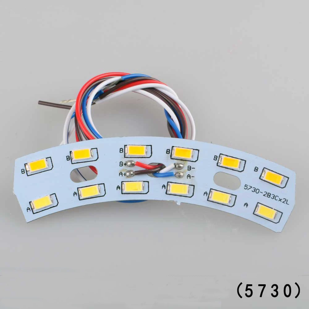

5730 SMD Double color LED light source 3W+3W M10 83MM Fan shape warm white and pure white PCB Board