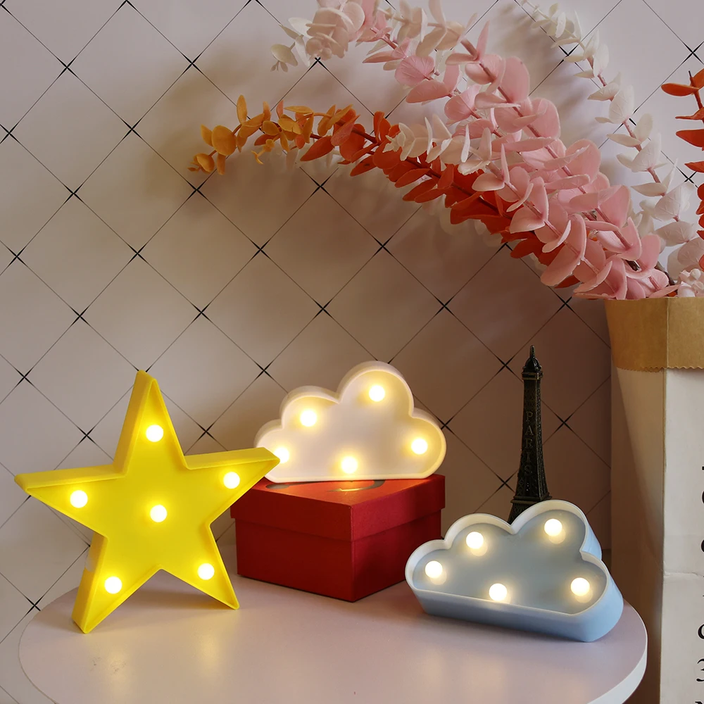  Cartoon Night Lights Cloud/Star/Shell/Heart LED Table Lamp For Children's Bedroom Decoration - 4000030793301