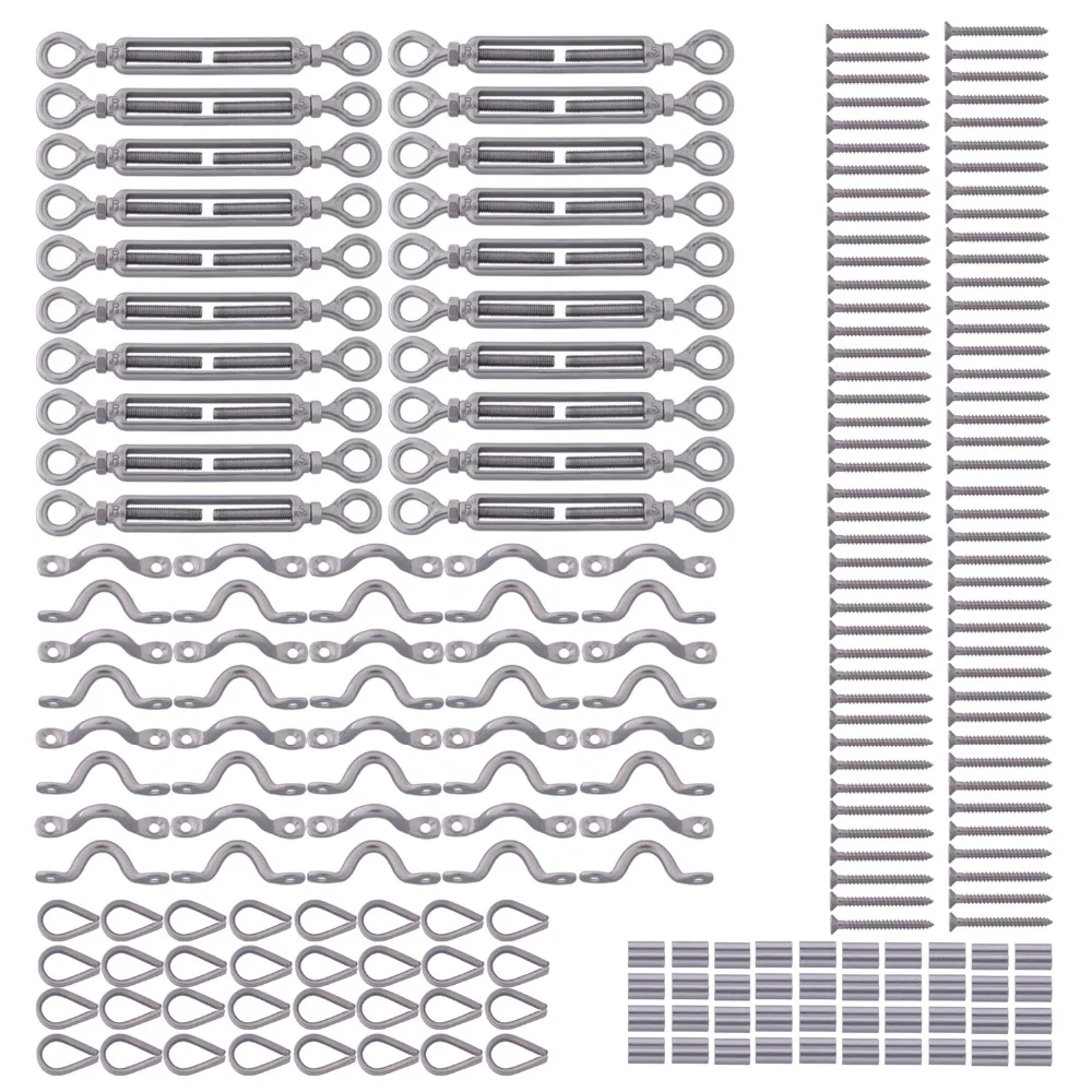 

20/set Stainless Steel G316 Used for Wooden Posts Balustrade Turnbuckle Kit Wire Handrail Cable DIY