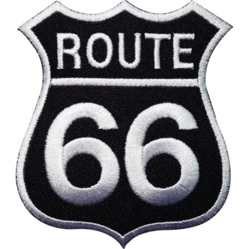 

2Pcs Route 66 Sign Embroidered Iron On Patch For Clothes Fabric Sticker DIY Accessory Badge Applique