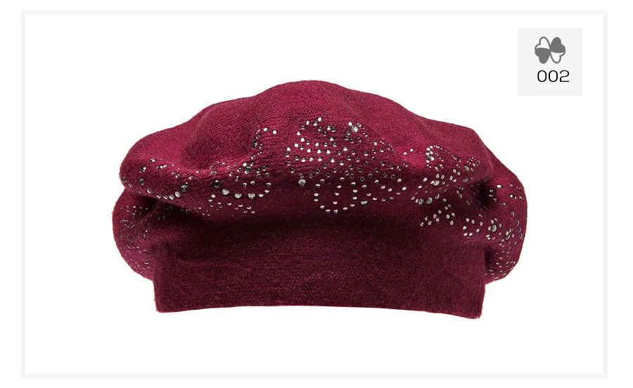 Ladybro женский берет шерстяной головной убор, осенне-зимняя шапка, женские двухслойные стразы, теплые шапочки, вязаная шапка с плоским верхом, Кепка