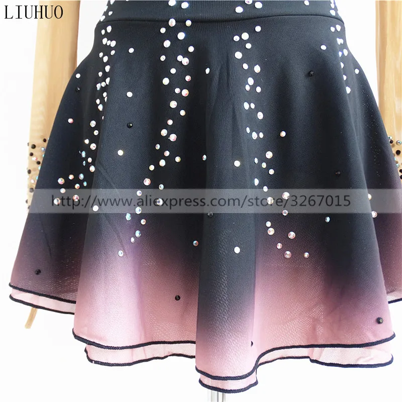 Figure Skating Dress Customized Competition Ice Skating Skirt for Girl Women KidsBlack gray gradient color Sparkling rhinestones Figure Skating Dress Customized Competition Ice Skating Skirt for Girl Women KidsBlack gray gradient color Sparkling rhinestones