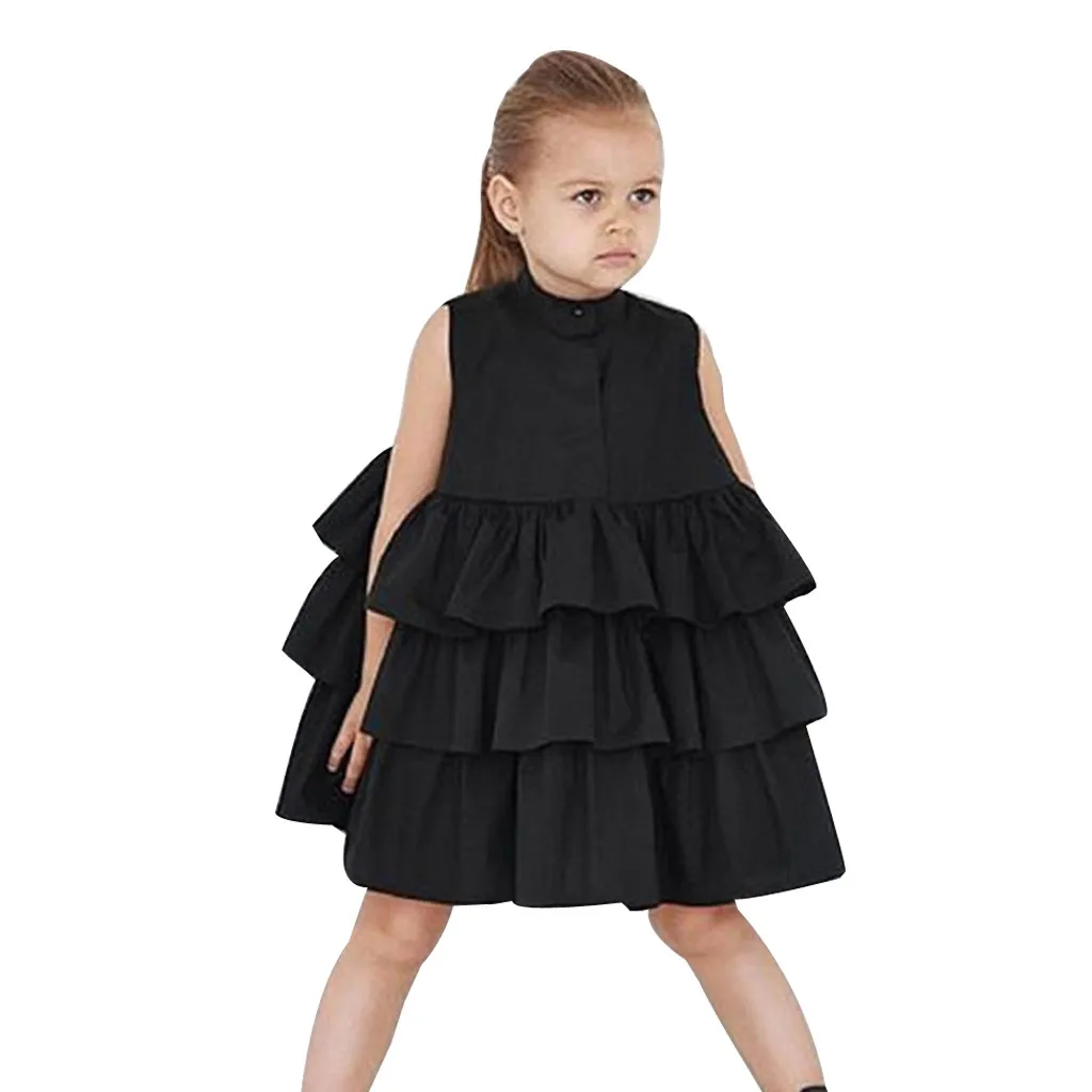 

MUQGEW 2019 Girls Dress Toddler Kids Baby Girls Party Dress Sleeveless Cake Ruffled Tutu Bubble Dress Summer Vestido Infantil