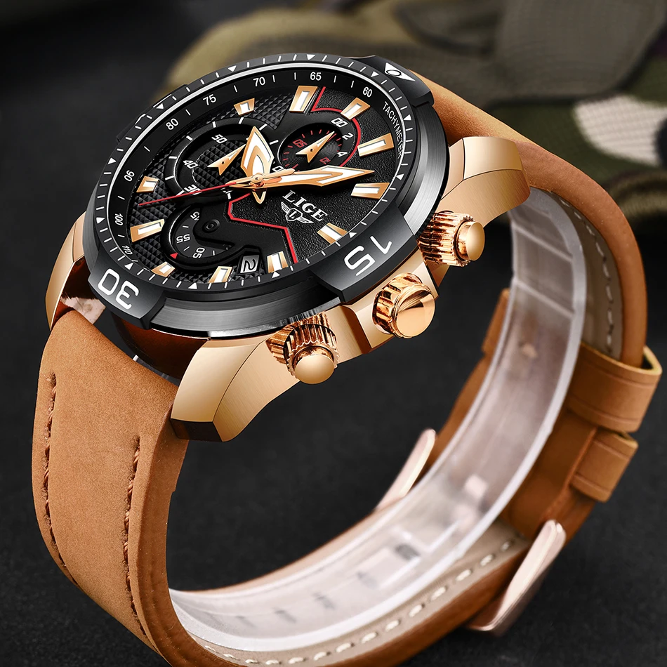 LIGE мужские часы Топ бренд класса люкс мужские повседневные кожаный ремешок Кварцевые часы мужские спортивные водонепроницаемые часы Relogio Masculino