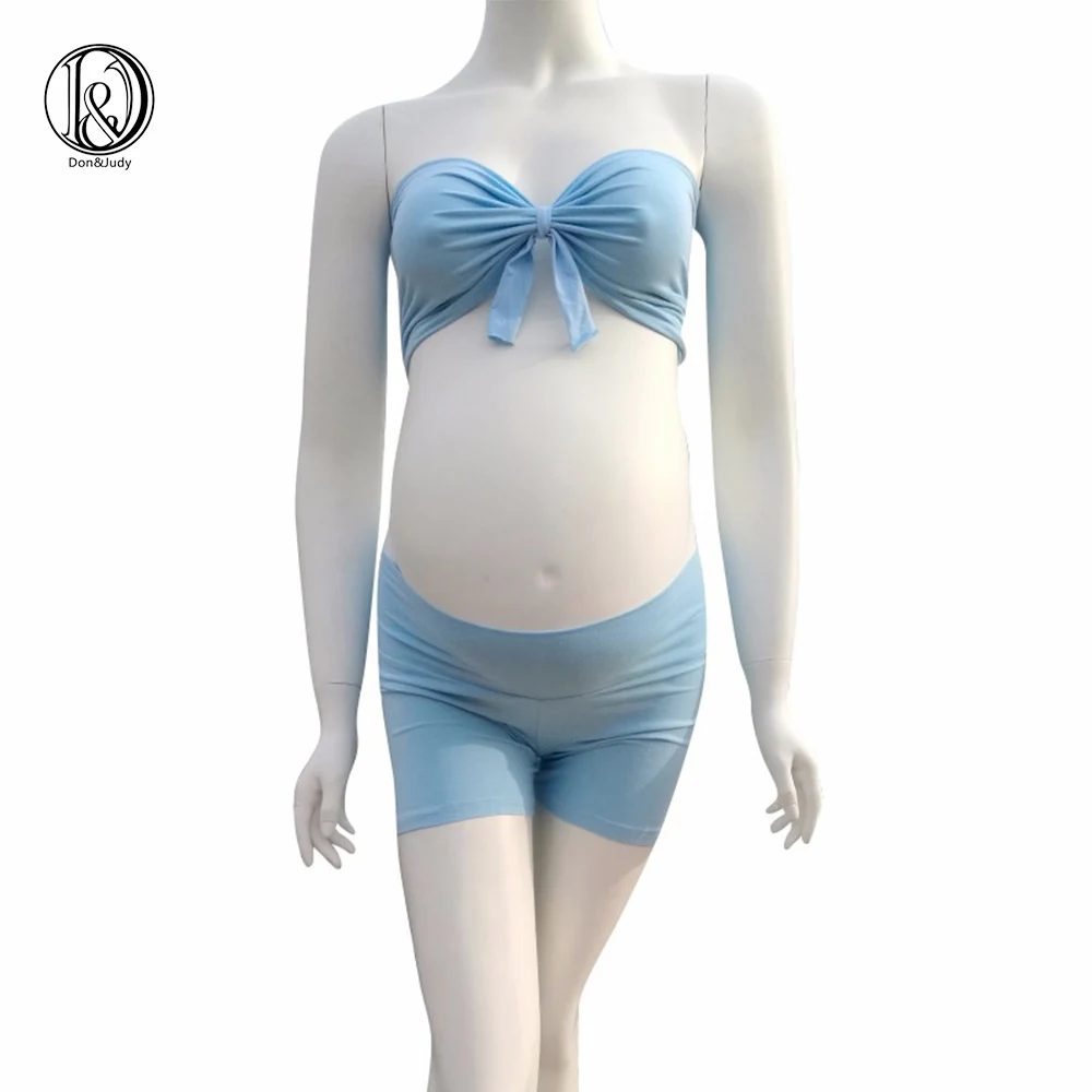 

Clearance! Set Handcraft Stretch Cotton Safety Short Pants with Boob Tube Top Tube Plus Strapless For Maternity Photography Prop