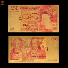 Billetes de oro británico, papel de aluminio dorado de 50 libras, valor de colección de dinero