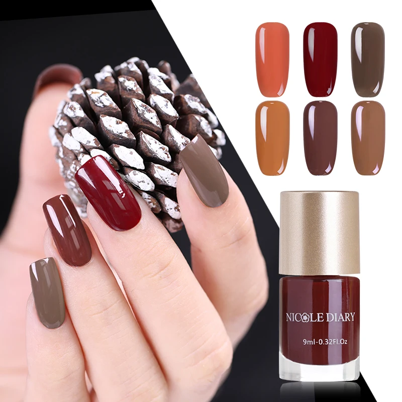 

NICOLE DIARY Caramel Coffee Nail Polish 9ml Quick Dry Nail Art Lacquer Varnish Polish 6 Colors