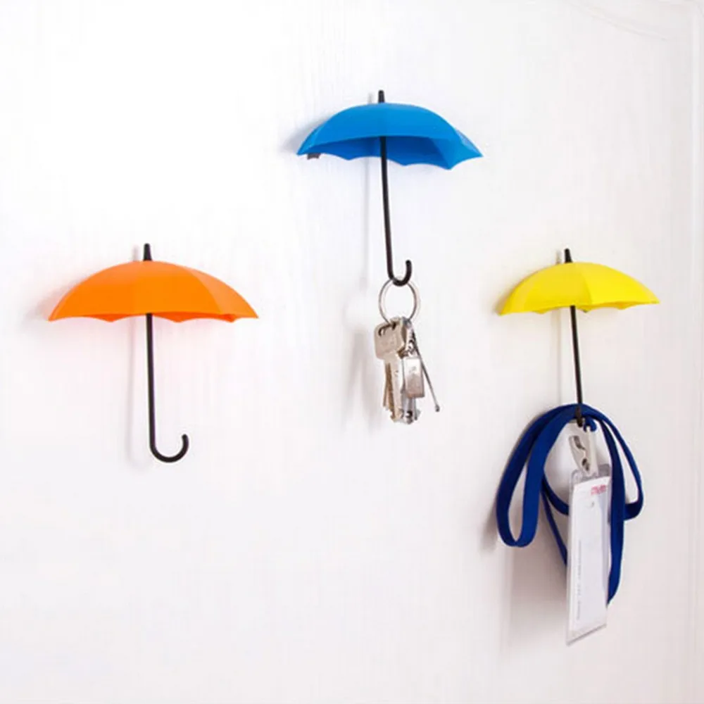 3 шт. зажим в форме зонта держатели самоклеющиеся настенные дверные ключи зажимы школьный офис липкий держатель