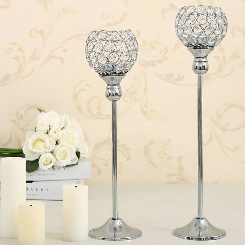 Crystal Candle Holder Set Metal Candlestick Votive Candle Lantern Stand
