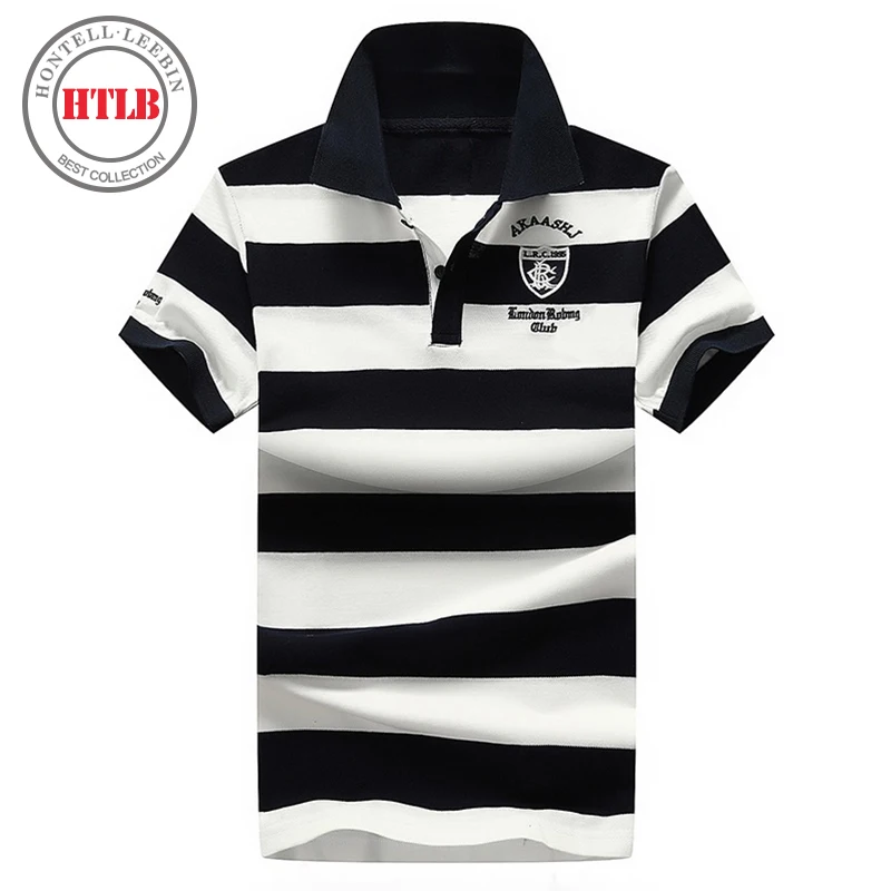 HTLB Brand New Boss Cotton Men Polo Shirts Summer Luxury Breathable Ralphmen Camisa Masculina Male Clothing Striped Polo