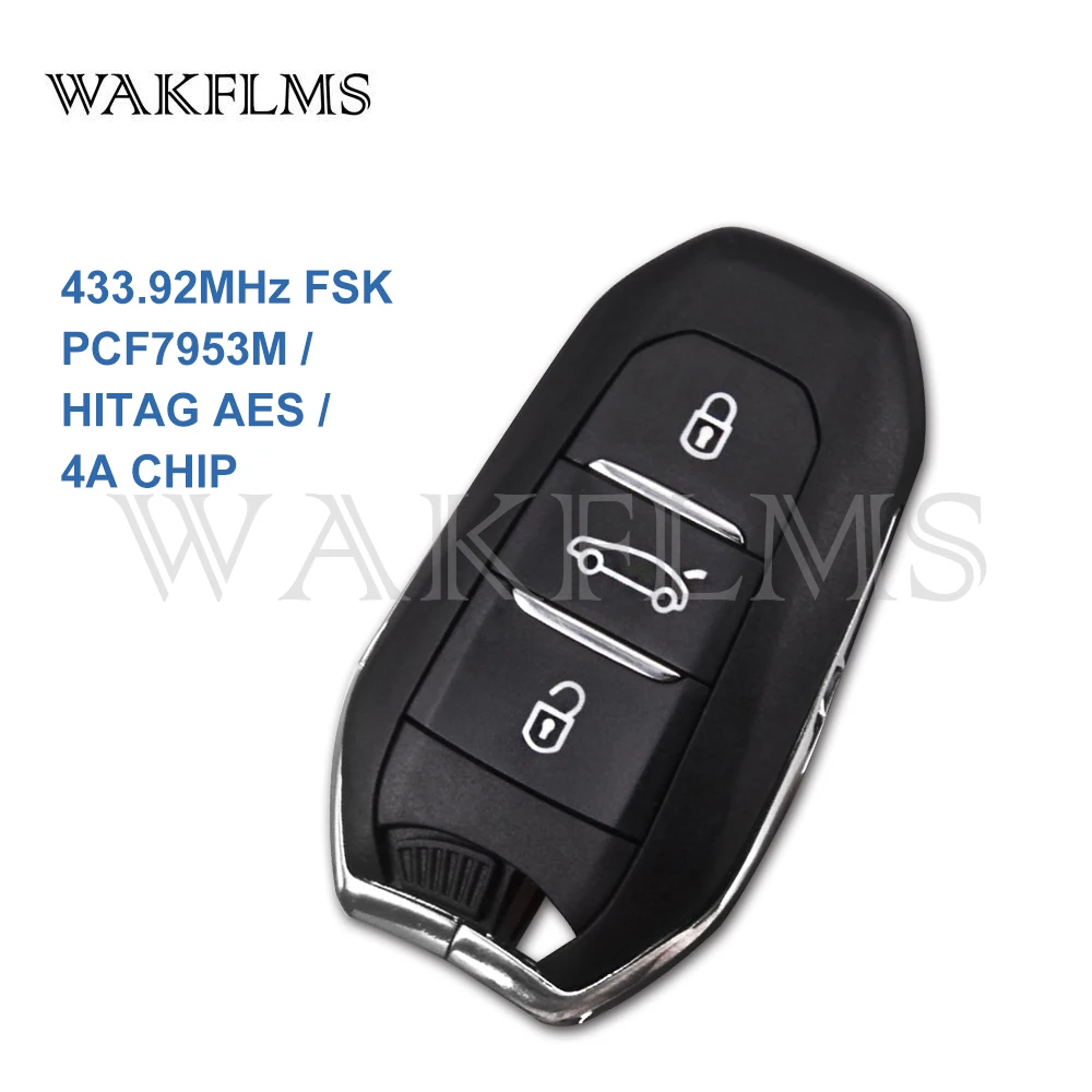 Newest 3 Buttons OEM Shell Smart Remote Car Key For Peugeot 208 301 308 508 3008 5008 Keyless Go Traveler Expert 433MHz 4A Chip