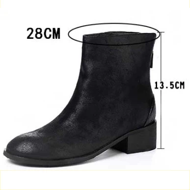 Black Женские ботильоны ботинки martin черный Кофе Блок каблуки NubuLeather Женские модные зимние сапоги молния женские туфли женская обувь - Цвет: Black