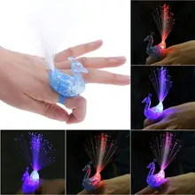 Peacock Shape Finger Light Colorful LED Light up Rings Kids Luminous Novelty Gag font b Toys