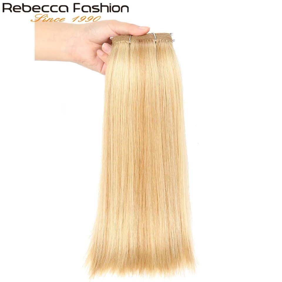 Feixes de Cabelo Humano em Linha Extensões de Cabelo Rebecca Pré-colorido Brasileiro Reta Ombre Loira Cor Remy 113 Gramas 1 pc P10 - 16 P27 613 1 Rebecca pré-colorido brasileiro feixes de cabelo humano