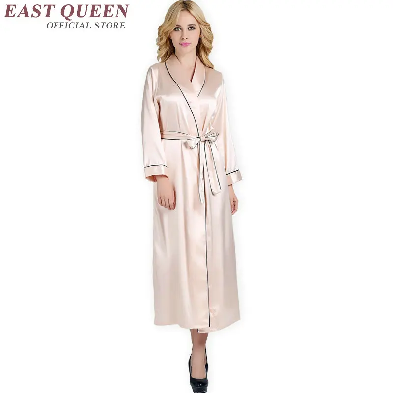 Long Sleeve Bath Robe Home Wear Cloth Plus Size Silk Bathrobe Women