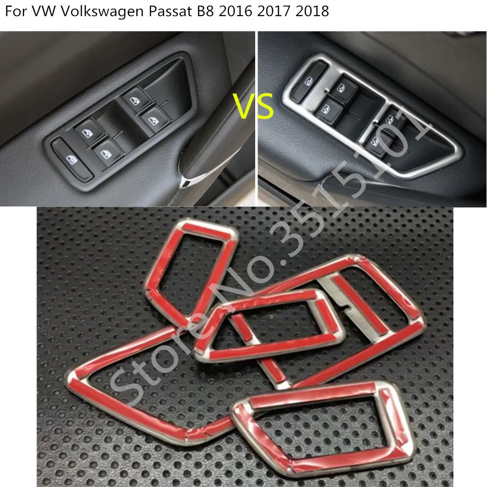 Автомобильная дверь, окно, стекло, внутренняя панель, подлокотник, отделка кнопки выключателя подъема, рама 4 шт. для Volkswagen VW Passat B8