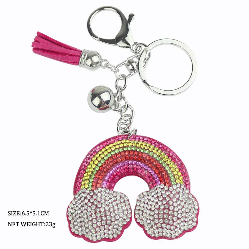 Creative color colorful rainbow keychain Cloud with full crystal keychain Girl fashion accessories Bag ornaments accessories