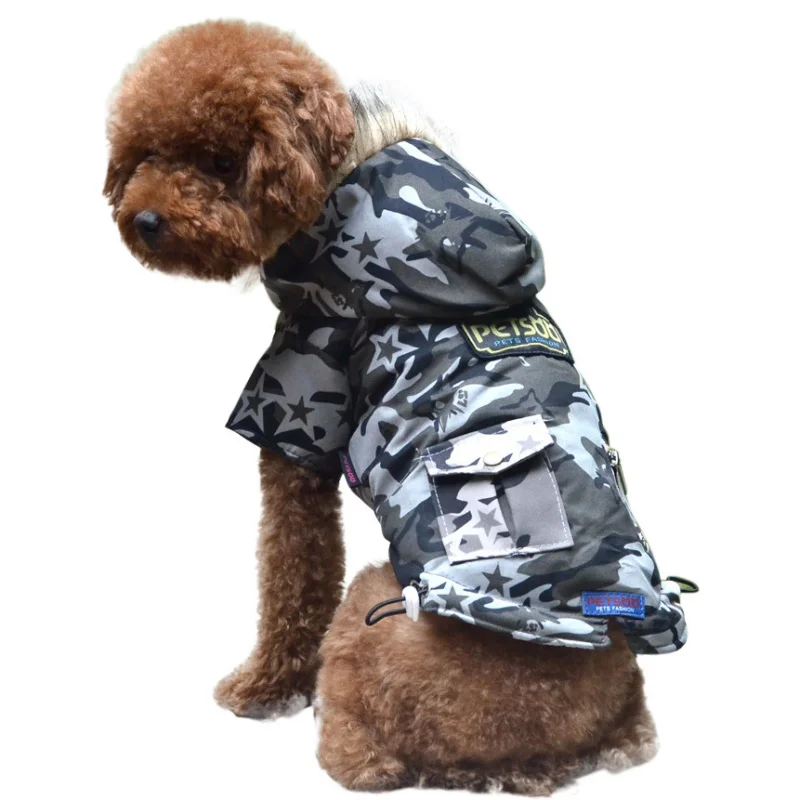 Pet Camouflage Cat Winter Dog Puppy Winter Padded Coat Clothes Warm Cotton Coat Jacket XS S M L XL