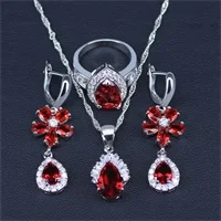 Самая низкая цена, самый классический стиль серебро 925 костюм набор украшений для женщин кулон ожерелье серьги кольцо Рождественский подарок