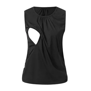 

Women's Maternity Nursing Tank Top Sleeveless Comfy Breastfeeding Clothes (Black)