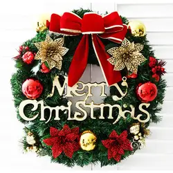 Рождественский венок Рождественское дерево круглый кольцо ручной работы элегантный праздничный венок Pine венок на дверь настенная