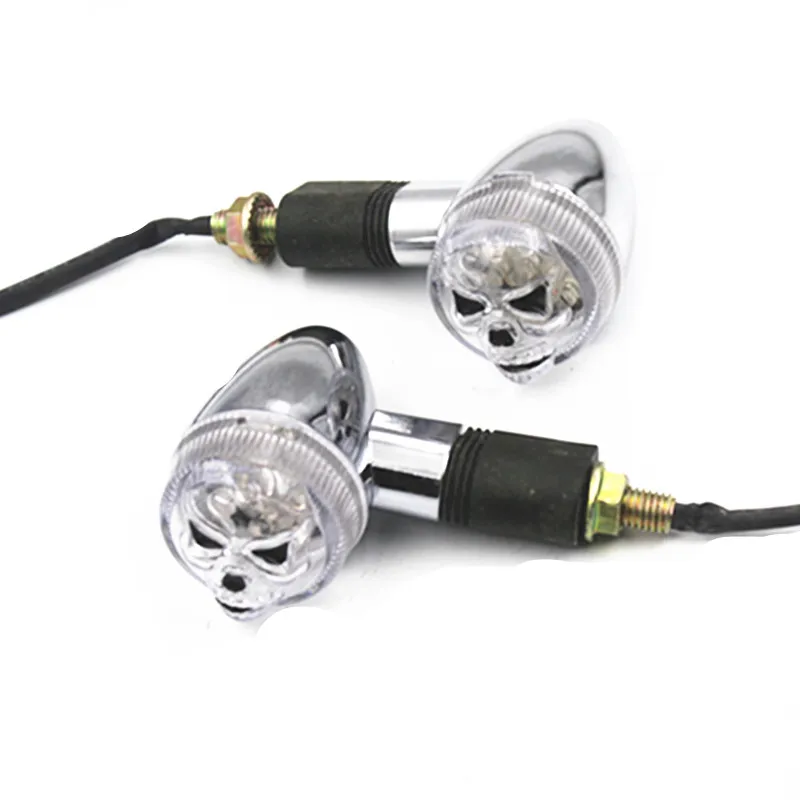 

2Pcs Motorcycle Skull Turn Signal Light Blinker For Honda Shadow VLX 600 VTX1300C Chopper Cafe Racer Old School Dirt bike