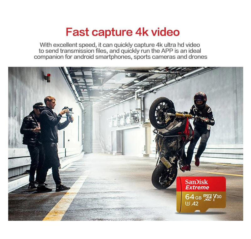 SanDisk Extreme Micro SD карта U3 V30 A2 карта памяти 64 Гб 128 ГБ 256 ГБ TF карта для камеры Дрон cartao de memoria