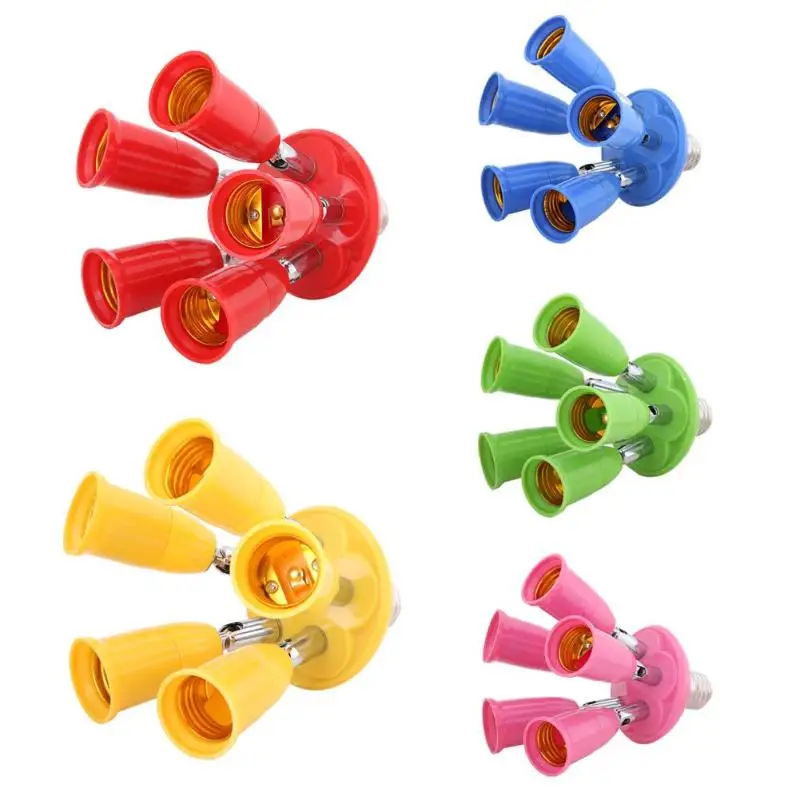 

5 in 1 E27 to E27 Adjustable Color Base Socket Splitter LED Lamp Holder E27 Bulb Holder Lamp Socket Splitter Adapter Light Base