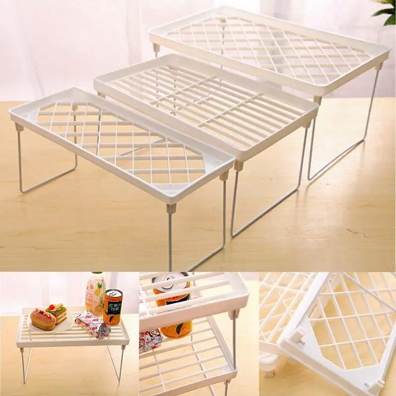 

1 PC White Single Layer Storage Racks Plastic Foldable Storage Shelf Holders Perfect For Office Kitchen Laundry Bathroom