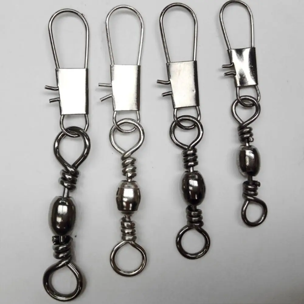 

50pcs/Pack Black Interlock Snap Lure Tackles Winter Fishing Tools Copper Swivel Gear Connector