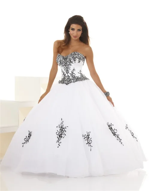 vestido debutante preto e branco