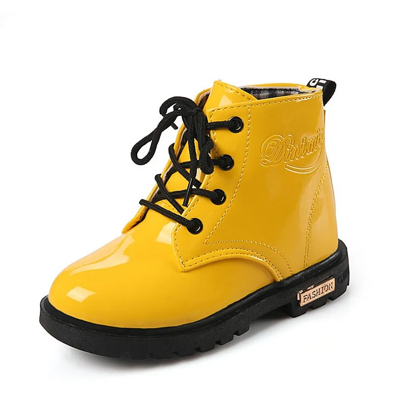 

Children Motorcycle boots PU Leather Waterproof Martin Boots Winter Kids Snow Boots Brand Girls Boys Shoes Rubber Boots