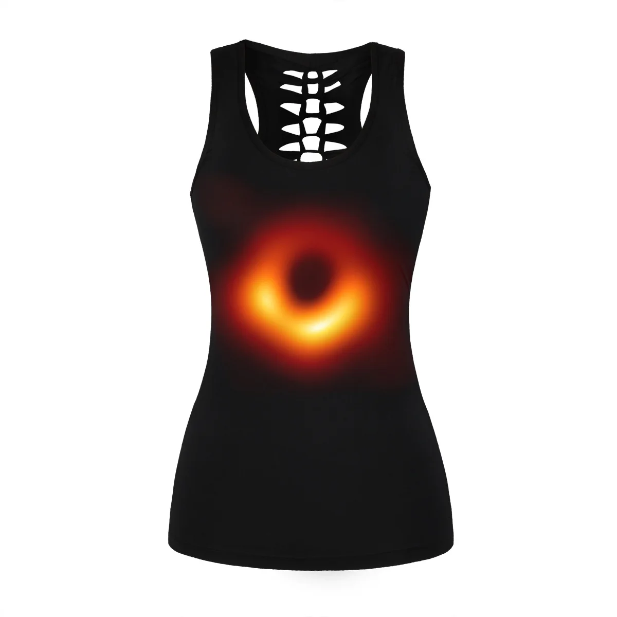 ZOGAA 2019 Einstein Black Hole Digital Printing Tank Femme Hollow I-neck vest U-neck sleeveless shirt Funny soft black | Женская одежда