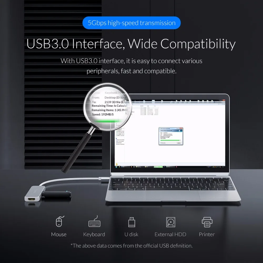 ORICO 3 в 1 USB-C концентратор type-C к HDMI адаптер для MacBook samsung Galaxy huawei mate 20 P20 Pro высокая скорость Тип C USB 3,0 концентратор