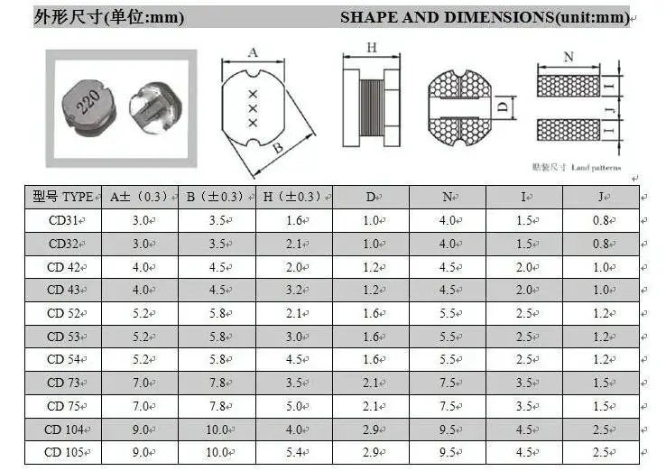 50 шт./лот SMD Мощность Индукторы CD54 220uh Mark 221 петля индуктивности