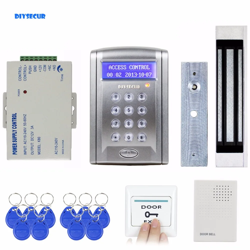 

DIYSECUR Remote Control 180kg 350 LBs Kit Electric Magnetic Door Lock Access Control RFID 125KHz ID Card Security System BC200