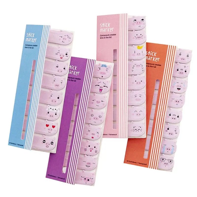 Kawaii Sticky Notes Index Memo Pad Bookmarks Cute Cartoon Pig Placed Scheduler Stationery School Supplies Paper Stickers