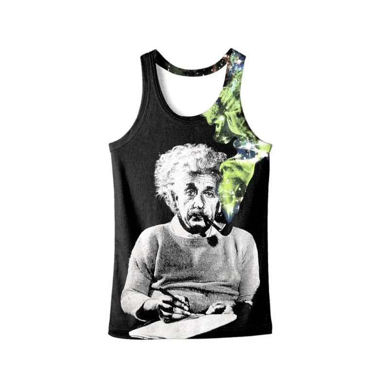 

ZOGAA 2019 Smokingl 3D printing Albert Einstein Tank digita vest stereo men's vest The Big Bang Theory Tops plus size