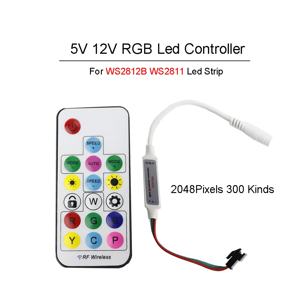 WS2812 WS2811 контроллер DC5V 12V Диммер RF беспроводной пульт дистанционного управления
