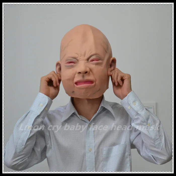 New Creepy Cry Baby Full Head Face Latex Scary Mask Halloween Costume Adult Mask
