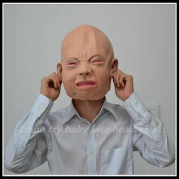 

Free shipping Dulex Latex Scary mask Costume Halloween Creepy Cry Baby Full Head Face Latex Mask Lovely Baby Crying Mask