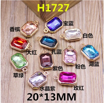 

50pcs mix Square Rhinestone/Crystal decoration Alloy gold-color jewelry charms diy necklace/bracelet/earring pendants