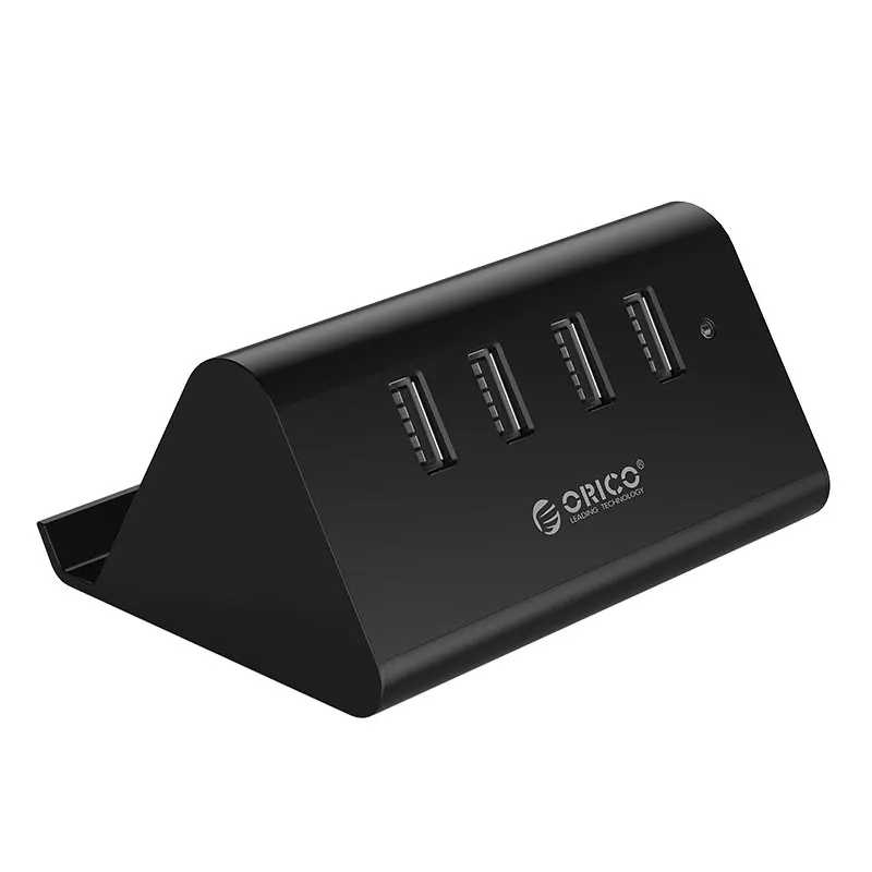 ORICO usb-хаб высокоскоростной мини 4 порта USB 2,0 портативный OTG концентратор разветвитель с держателем для телефона для samsung iPhone ноутбука Macbook - Цвет: Черный