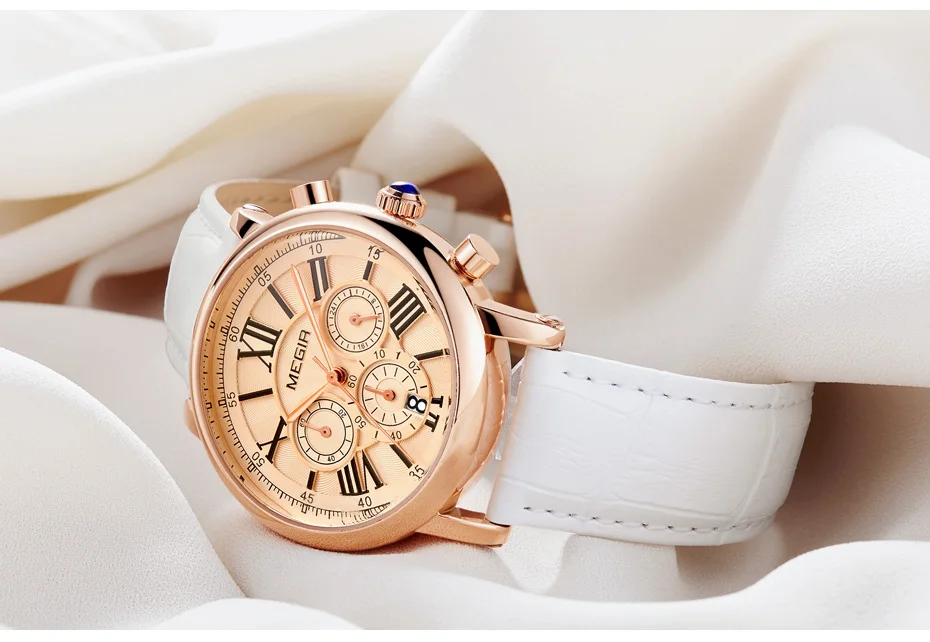 Роскошный бренд, MEGIR, хронограф, спортивные часы для женщин, браслет, Relogio Feminino, женские, для любителей, кварцевые наручные часы, часы для женщин, 2058
